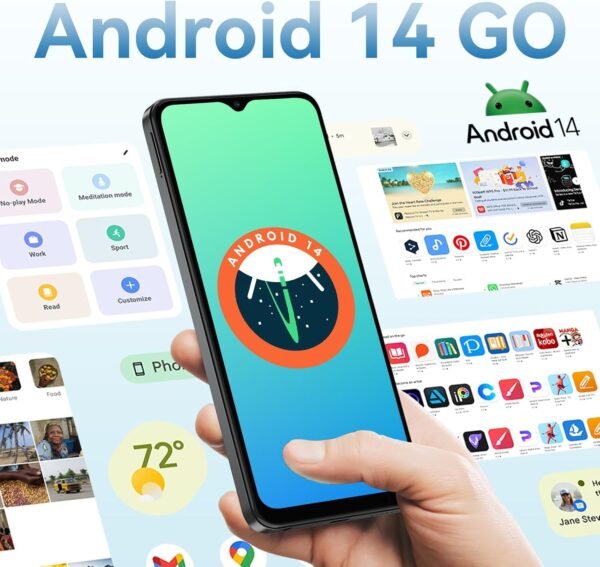 OSCAL Telephone Portable,Flat 2C Android 14 Telephone,6Go+64Go/TF 2To, Octa Core, 6.56" HD+,Batterie 5000mAh Smartphone Pas Cher,13MP+8MP,4G Smartphone, Face ID/Dual SIM/GPS/2Ans De Garantie -Noir – Image 5