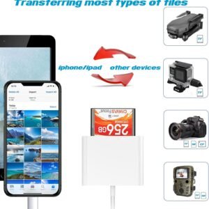 Alternative view of Lecteur de carte SD CF compatible avec iPhone/iPad SD CF TF Lecteur de carte mémoire Adaptateur numérique Trail Game Camera Accessoires Pas besoin d'application