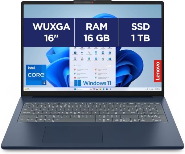 Lenovo IdeaPad Slim 3 16IRH10 - Ordinateur Portable 16'' WUXGA (Intel Core i7-13620H, RAM 16Go, SSD 1To, Intel UHD Graphics, Windows 11 Home) Clavier AZERTY Français - Bleu