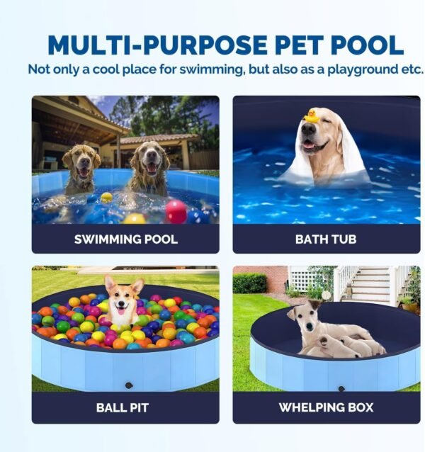 Piscine pliable pour chien - Piscine pliable pour petits chiens et chats - Piscine pour chiens et chats - Piscine en PVC - Pataugeoire pour animaux de compagnie – Image 6