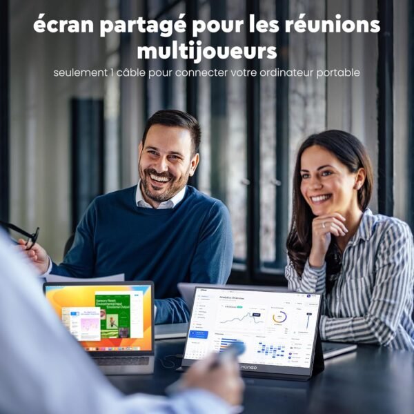 HONGO Moniteur Portable, Laptop Écran Portable 15,6" 1080P IPS Écran PC Portable Haut-parleurs Intégrés, Moniteur pour Ordinateur Portable, PC, Mac, X-Bo, Switch, Deuxième Ecran Portatif USB C – Image 7