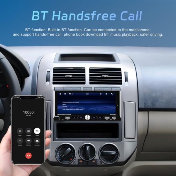 Hikity 1 Din Autoradio Wireless Carplay Android Auto Écran Tactile 6,9 Pouces Bluetooth Mains Libres Radio Voiture Single DIN avec Lien Miroir SWC FM EQ USB/AUX/Type-C, Caméra – Image 6