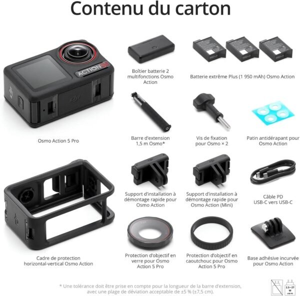 DJI Bundle Aventure Osmo Action 5 Pro, Caméra d’Action 4K avec Capteur 1/1,3", 12 h d’Autonomie Étendue avec 3 Batt., Stabilisation, Double Écran Tactile OLED, Mini Caméra d’Action pour Voyage, Vlog – Image 6