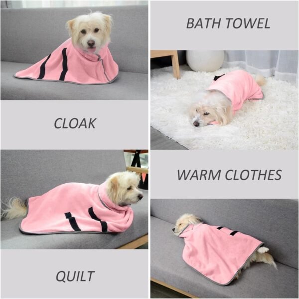 1 Peignoir pour Animaux de Compagnie, Serviette absorbante pour Animaux de Compagnie, Serviette de Bain Solide à séchage Rapide pour Le Bain des Animaux de Compagnie (Rose) – Image 5