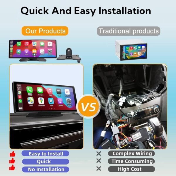 Écran de Voiture Carplay et Android Auto sans Fil - Radio Portable de 9,3 Pouces avec Ecran Tactile, Mirror Link - Carplay Écran pour Voiture avec Contrôle D'assistance Vocale – Image 7