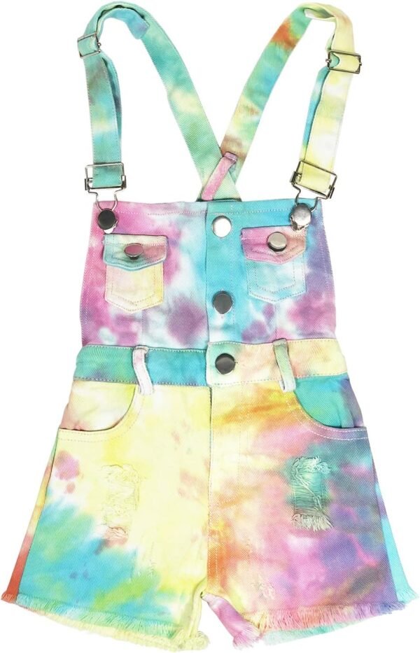 Peacolate 3-10A Enfants Filles Combinaisons et Combinaisons Bavettes Colorées Tie Dye Shorts Bretelles Shorts Jeans Pantalons