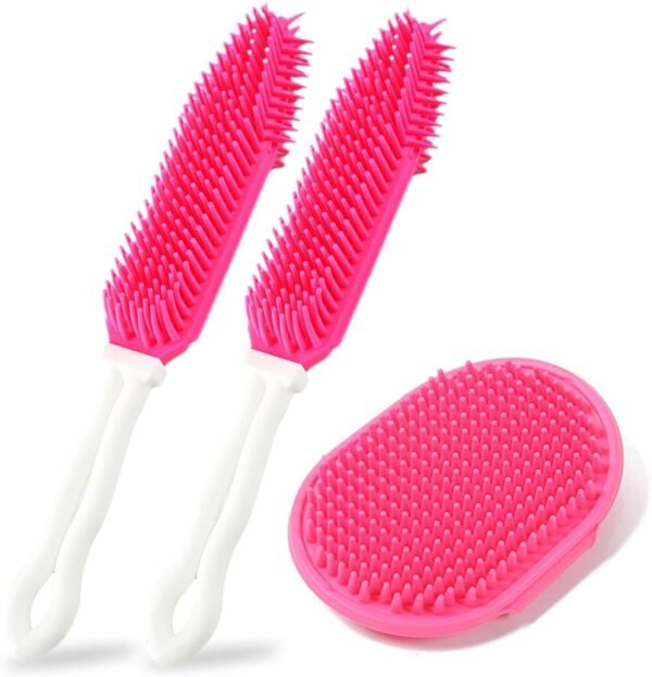 CWPFVQA 2 Brosses pour Animaux De Compagnie À Long Manche, 1 Brosse De Massage pour Animaux De Compagnie, Brosse De Toilettage pour Animaux De Compagnie, Brosse Douce pour Animaux De Compagnie