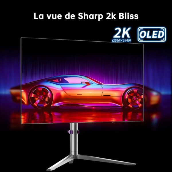 KTC OLED Écran PC Gamer 27 Pouces WQHD 1440P - 65W USB C (Supporte la Sortie vidéo), 240Hz / 0.03ms, 100% DCI-P3, DisplayHDR True Black 400, Adaptive Sync, Haut-parleurs Doubles intégrés - Blanc – Image 4