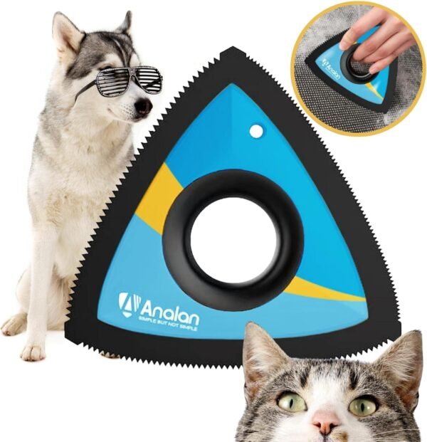 ANALAN Brosse Anti Poils Animaux, Mini Epilateur de Poils d'animaux pour Chiens et Chats, Brosse pour Voitures, Tapis, Peluches, Canapé et Meubles(avec 1 Lame supplémentaire) (Bleu Citron) – Image 6