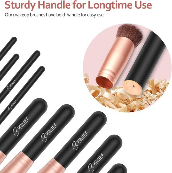 BESTOPE PRO Pinceaux Maquillages Or Rose, Kit Pinceaux Maquillages Professionnel 16pcs, Lot De Pinceaux Maquillage Avec Pinceaux Maquillages Yeux – Image 5