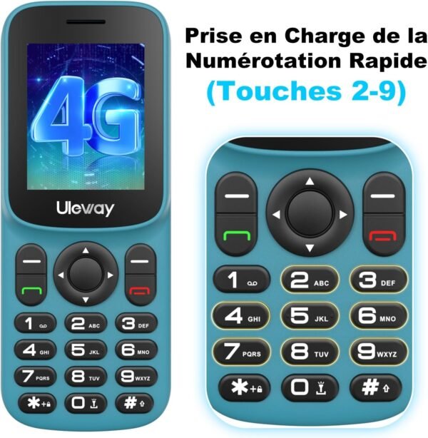 Uleway 4G Telephone Portable Senior Débloqué, Double SIM Téléphone Portable Personnes âgées | Téléphone Portable Compact Facile à Utiliser avec 1.8" LCD Écran | Haut Volume | USB C | Utiliser Nano SIM – Image 7