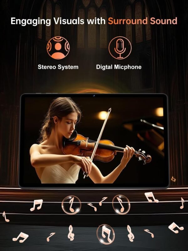 Tablette 11 Pouces Android 14, Tablet Tactile, 24Go + 256Go, TF 1TB Extensible, 8000 mAh, UFS 2.2 Flash | 13MP + 5MP | Face ID | Widevine L1 | GMS Certified | 8-Cores 2.0 GHz | GPS | BT5.0- Gris – Image 6