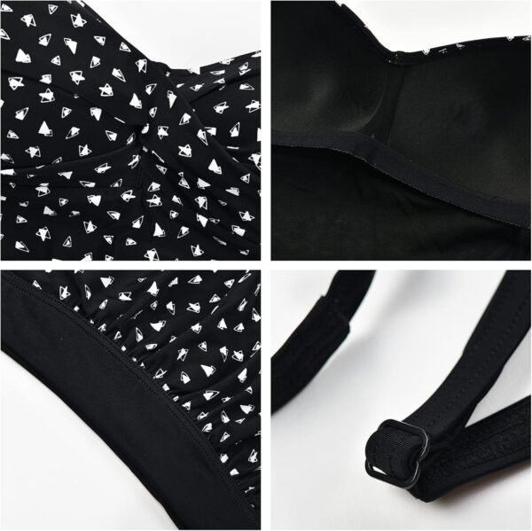 WIN.MAX Une pièce Maillot de Bain contrôle du Ventre Maillot de Bain rembourré froncé, Grande Taille pour Femmes Vintage Push Up Monokinis, pour Cupule C à DD – Image 5