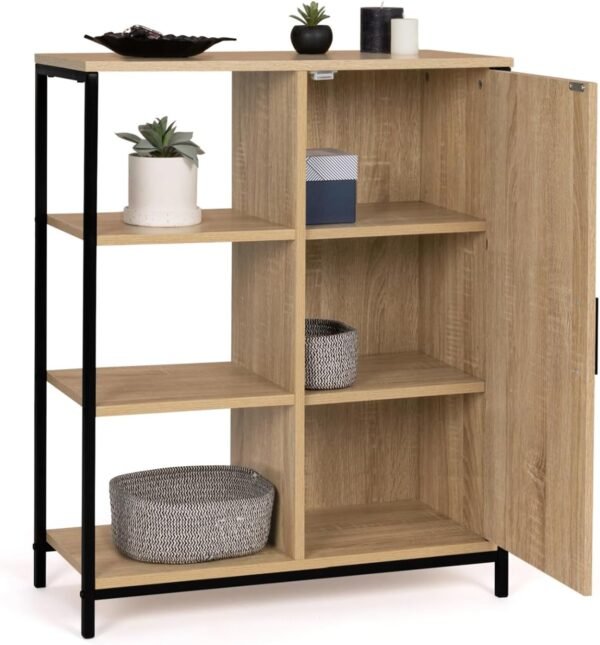 IDMarket - Buffet d'appoint 3 étagères et Placard 70 cm Detroit Design Industriel – Image 5