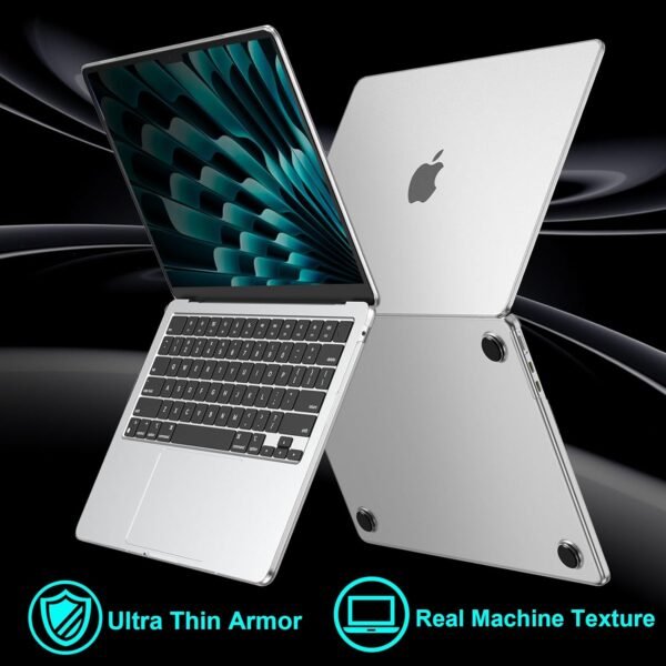 EooCoo Coque Compatible avec MacBook Air 13,6 Pouces M4 M3 M2 2025 2024 2022: Liquid Retina 13,6" A3240 A3113 A2681 [Identique au Mac Nu] Moins de Traces de Doigts, Étui Rigide - Mat Translucide – Image 4
