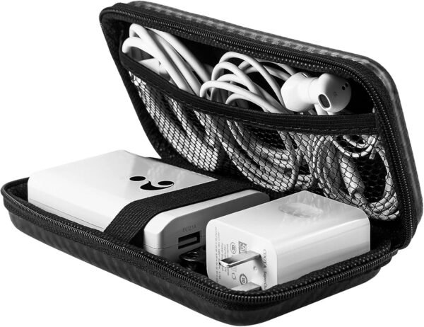 ACOCOBUY Organisateur Accessoires Électroniques, Etui pour Disque Dur Externe 2,5" Pochette Voyage Portable Résistant Aux Chocs Étui de Transport Organiseur de EVA Sac Power Bank Étui Sac Fibre Noir