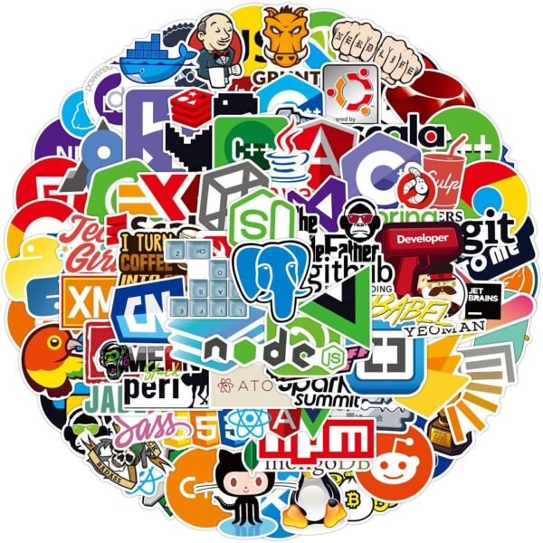 Tacomexi Les Autocollants 108Pcs pour Le langage de Programmation de développeur incluent Le Logo Informatique, C++, Python, Linux, Swift, pour Les Geeks, Les ingénieurs, Les Geeks, Les codeurs