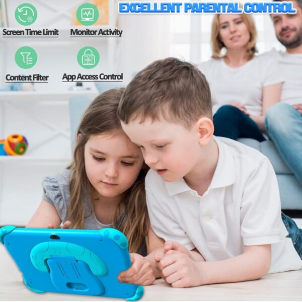 Ascrecem Tablette Enfants,7 Pouces Android Tablette Educative pour Enfant avec WiFi, Quad Core,2G 32G,Bluetooth,ContrôLe Parental,Logiciel Enfant Pré-Installé,Tablette Tactile de 3-14 ans Fille Garcon – Image 3