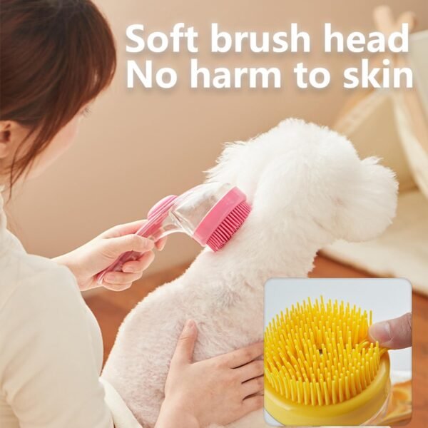 Brosse Bain pour Chien, Brosse de Lavage pour Chat, Brush Lavage Chien en Silicone, Brush à Shampoing avec Distributeur de Savon pour Animaux (B) – Image 2