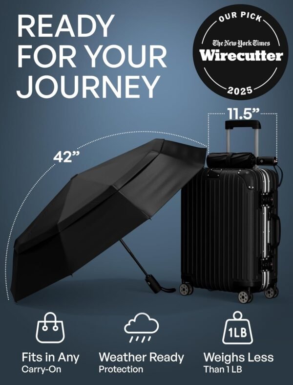 Repel Umbrella Windproof Travel Umbrellas for Rain - Easy Auto Open Close, Durable & Compact Umbrella, Strong Fiberglass Frame, Waterproof Canopy - Backpack, Purse, Portable Umbrella for Travel – Image 5