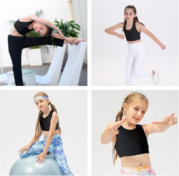 FUIPVGI Lot de 4 soutiens-gorge courts pour filles, en coton doux et confortable pour filles, sous-vêtements de sport non rembourrés, soutien-gorge d'entraînement pour filles, enfants, adolescentes, 8 – Image 5