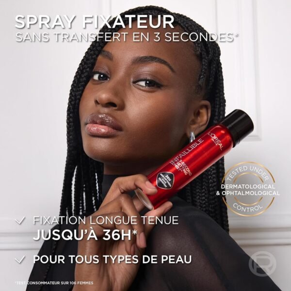 L'Oréal Paris - Spray Fixateur de Maquillage - Waterproof - Sans Transfert - Formule Légère - Non Collant - Résistant à l'Eau - Tenue Jusqu'à 36h - Infaillible - 75 ml – Image 3