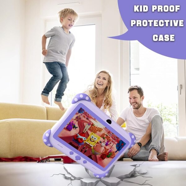 Ascrecem Tablette Enfants 7 Pouces Android Tablette Educative pour Enfant avec WiFi Quad Core 32G ROM Bluetooth ContrôLe Parental Logiciel Enfant Pré-Installé Tablet Tactile de 3-14 ans Fille (Violet) – Image 4