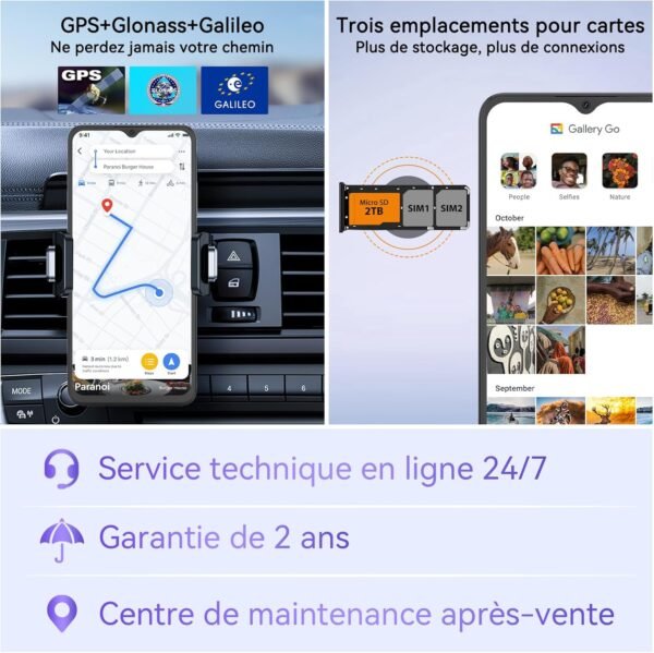 OSCAL Telephone Portable,Flat 2C Android 14 Telephone,6Go+64Go/TF 2To, Octa Core, 6.56" HD+,Batterie 5000mAh Smartphone Pas Cher,13MP+8MP,4G Smartphone, Face ID/Dual SIM/GPS/2Ans De Garantie -Noir – Image 8
