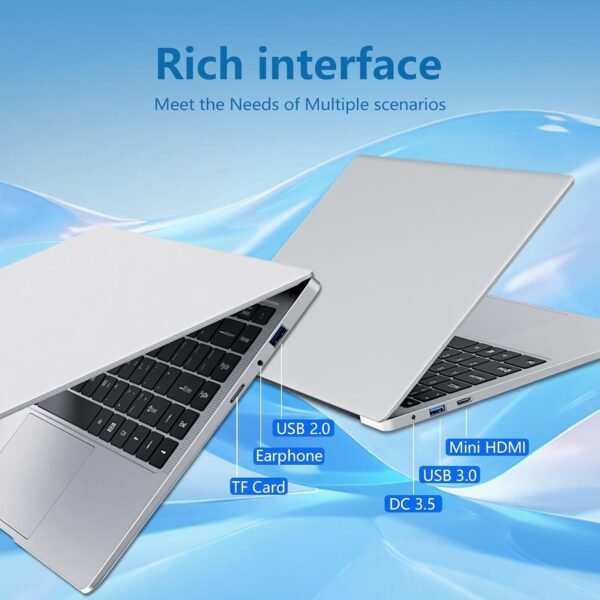 Ordinateur Portable Celeron N4000, PC Portable 14,1 Pouces, Carte Graphique UHD 600, 6Go RAM, 256Go SSD (Développer to 1TB), Laptop Win11/5000 mAh/Carte TF/Wi-FI 5/BT5.0/HDMI – Image 6