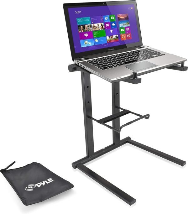 Pyle Support Ordinateur Portable - Table Debout avec Hauteur Pliable et Plateau - Support PC Portable - Accessoire Secondaire pour iPad, Station de Travail et Utilisation à Domicile avec Sac