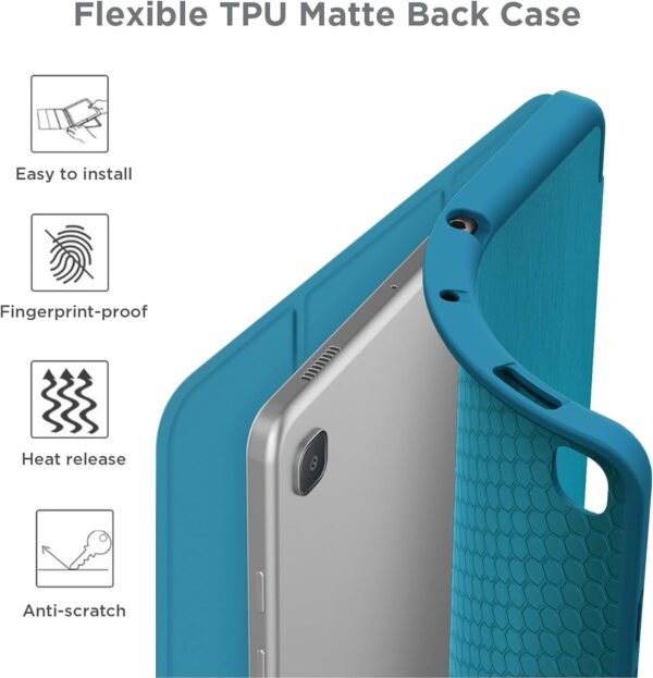 CACOE Coque Compatible avec Samsung Galaxy Tab S6 Lite 2024/2022/ 2020 10,4 Pouces avec Porte-Stylo, Veille/Veille Automatique et Coque arrière en TPU Souple - Bleu Paon – Image 3