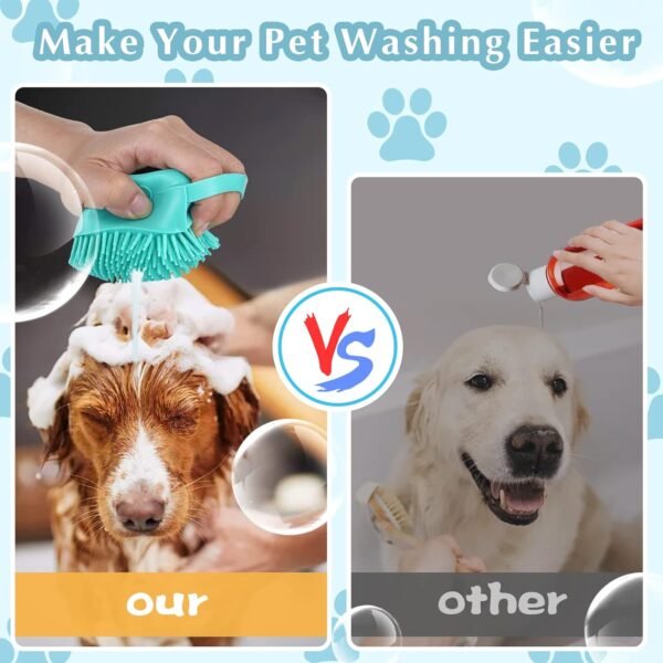 FUYIHGL Brosse à shampoing Bubble Brush pour le bain - Savon pour chien - Avec distributeur de savon - Brosse de douche en silicone avec poignée en boucle - Pour animaux domestiques, chiens, chats – Image 5