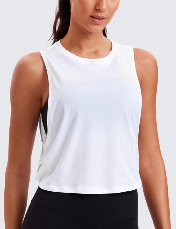 CRZ YOGA Femme Coton Débardeur Shirt sans Manches Corps de Sport Fitness Tank Tops – Image 2