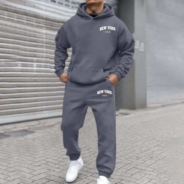 Survêtement Homme à Capuche,Ensemble Jogging Homme 2 Pièces Sweat Hoodies et Pantalon Jogging,Manches Longues,Ample et Confortable,Combinaison de Sport pour Gym et Jogging Élégant – Image 2