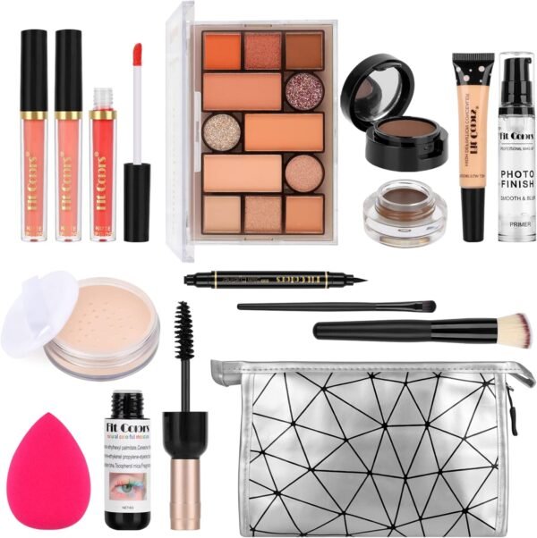 fenshine Kit de maquillage professionnel tout-en-un avec sac de rangement portable pour adolescents et adultes (13 pièces)