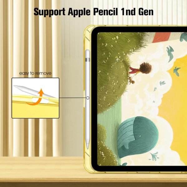 FINTIE Coque pour iPad (A16) 11ème Génération 11 Pouces 2025, iPad 10ème Génération 10.9 Pouces 2022 - [Rangement de Stylet] Coque Rigide Transparente Givrée, Housse Légère Fine, Jaune – Image 9