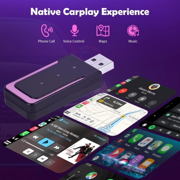 Adaptateur Carplay sans Fil, Euakee Adaptateur sans Fil Automatique Mini Edition, Convertit Le Dongle Car-Play Filaire en Plug pour i et Android, pour Plus de 800 Voitures – Image 9