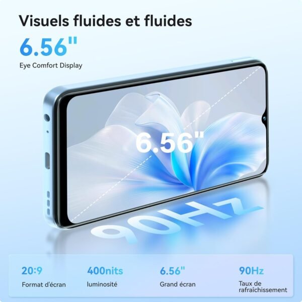 OUKITEL C36 256Go Téléphone Portable Android 14, 24Go+256Go/1To, 6.56" HD+ 90Hz Écran, Smartphone Pas Cher 5100mAh, Camera 13MP+5MP, Smartphone Double SIM/Empreinte Digitale + Identification faciale – Image 5