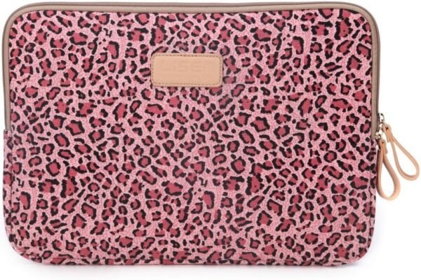 BSLVWG 10-15 Pouces Forest Series Motif Toile Imperméable pour Ordinateur Portable 13,3 Pouces Compatible avec MacBook Air Manchon pour MacBook Pro 13 (14 Pouces, Léopard Rouge)
