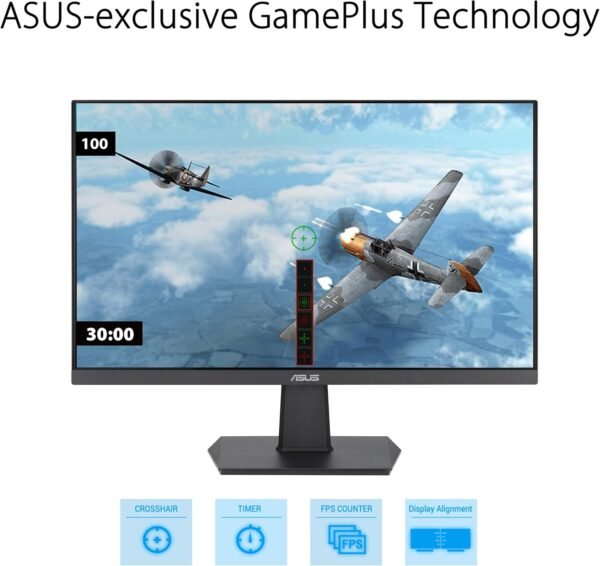 ASUS VA24EHF – Moniteur gaming Eye Care 24' (23,8' visibles) Full HD (1920 x 1080), IPS, sans, 100 Hz, Adaptive-Sync, 1ms MPRT, HDMI, faible lumière bleue, anti-scintillement,murale – Image 5