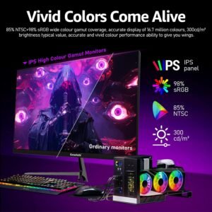 Alternative view of Gawfolk Moniteur de Jeu 27 Pouces QHD, écran PC IPS 2K 120Hz, 2560×1440P, FreeSync, HDMI, DisplayPort, VESA 75 * 75mm, Noir