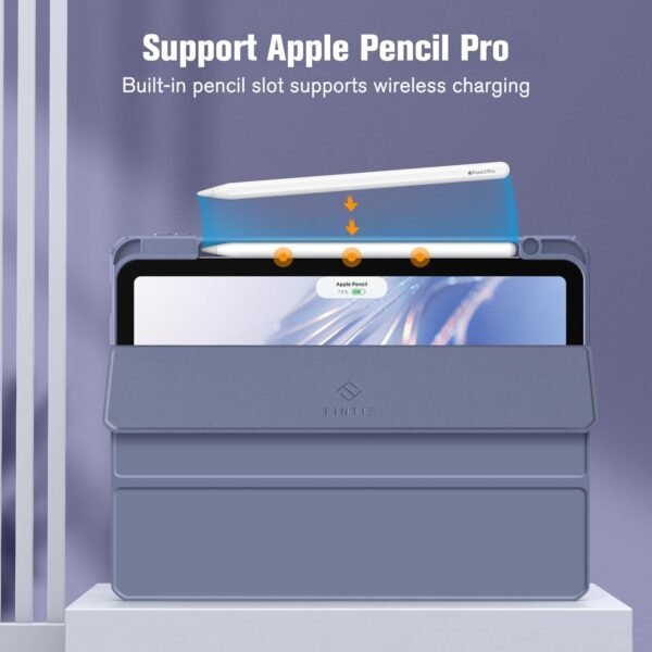 FINTIE Coque pour iPad Air 11 Pouces M3/M2 (2025/2024), iPad Air 5/4 10.9 Pouces (2022/2020) - [Rangement de Stylet] Housse Transparente Claire Etui Antichoc Veille/Réveil Auto, Gris Lavande – Image 8