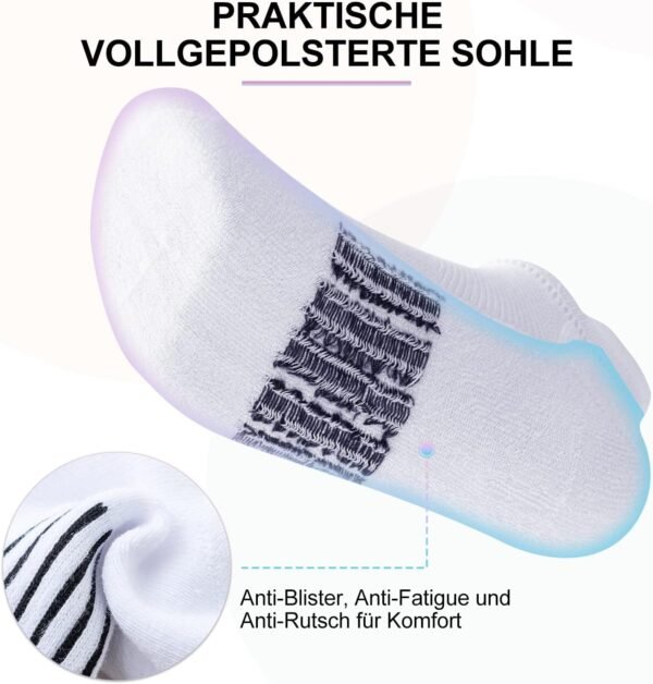 Niofind Chaussettes Femmes 35-38/39-42 Chaussettes Basses Femme De Sport En Coton Respirantes Courtes Chaussettes Anti-ampoules Femmes Chaussettes De Course Rembourrées 6 Paires – Image 6