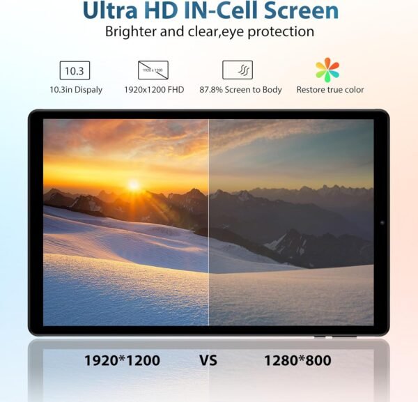 LEVIRTU Tablette 10,3 Pouces Android 14, Octa-Core 2.0 GHz, 2K FHD, 2.4G+5G WiFi, 36GB RAM+256GB ROM (2TB TF), 8000mAh,13MP+8MP, GPS, Bluetooth 5.0, Face ID, Tablette avec Clavier, Souris(Gris) – Image 4