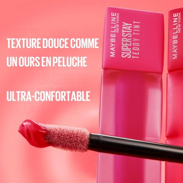 Maybelline New York - Blush à Lèvres Teddy Tint - Effet Mat Fondu - Tenue Longue Durée - Teinte : Mascara Tear (20) - Contenance : 5 ml – Image 6