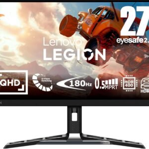 Lenovo Legion R27qe Écran Gaming 27" QHD (IPS, 180Hz, 0.5ms MPRT, Câble DP, HDMI, AMD FreeSync) Réglage en Inclinaison/Hauteur/Rotation/Pivot - Noir