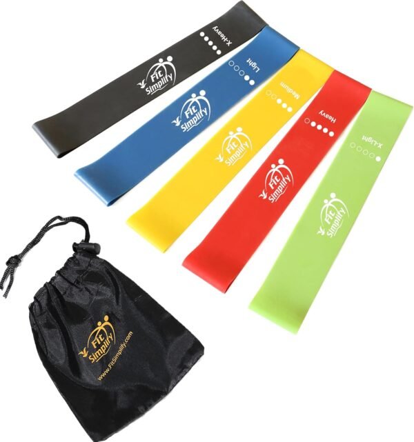 Fit Simplify Lot de 5 bandes de résistance avec guide d'instructions (français non garanti) et sac de transport