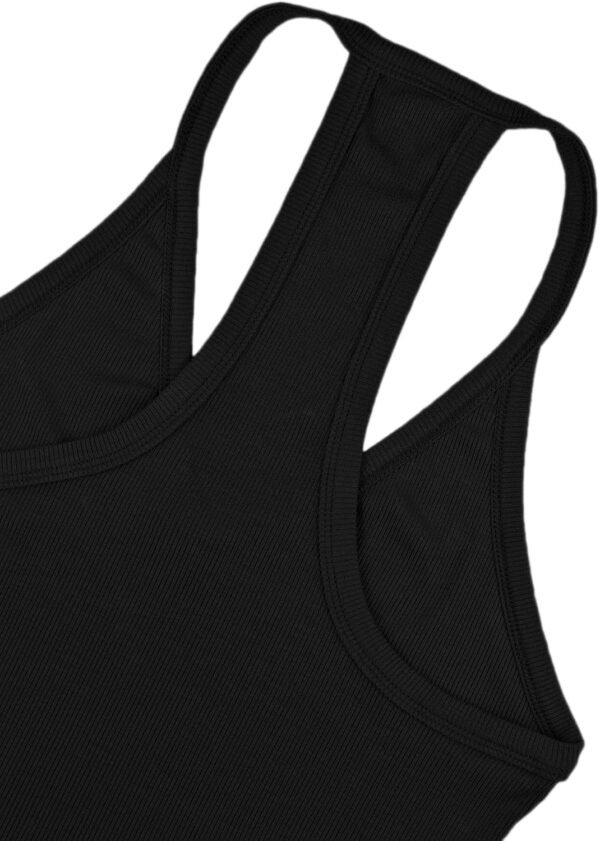 iGENJUN Haut d'entraînement pour femme - Dos nageur - Camisole d'été 2024 - Col en V - Coupe ajustée - Côtelée - Sans manches – Image 7