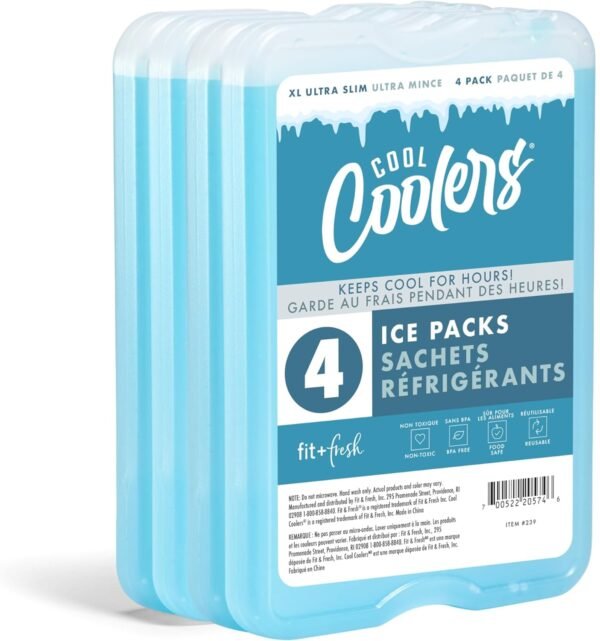 Fit & Fresh Lot de 4 blocs réfrigérants pour congélateur, Bleu, Taille XL
