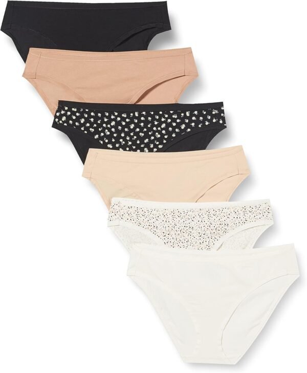 Amazon Essentials Bas de Bikini en Coton (Grandes Tailles Disponibles) Femme, Packs Multiples